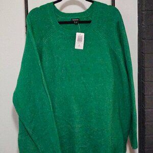Torrid Bright Green Fuzzy Knit Pullover Sweater Crew Neck Long Sleeve Plus 3X